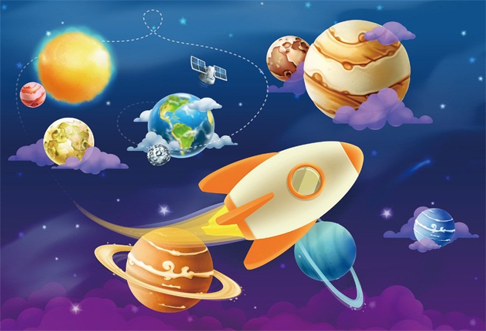 Amazoncom Lfeey 9x6ft Cartoon Space Background Solar