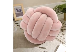 KUCCO-PILLOW Knot Pillow Ball-Shaped Decorative Throw Pillows Cute Couch Cushion Plush Sphere Pillow Knotted Pillow Suitable for Living Room Bed Decoration Handmade Braided Throw Pillows (Pearl Pink,20cm)