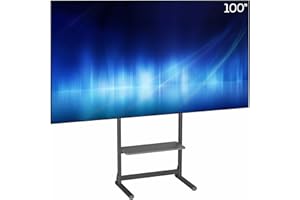 VIVO Heavy Duty 55 to 100 inch TV Floor Stand, Holds up to 154 lbs, Tall TV Mount with Storage Shelf, Black, STAND-TV100F
