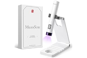 MelodySusie Handheld UV Light for Gel Nails with Stand, Mini Portable Cordless Nail Lamp with LCD Display, Eye-Protective Cover, Flash Curing for Glue, White
