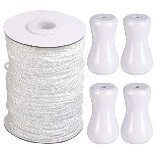 Vidillo Blind Cord String Wood Knobs,1.8mm White Braided