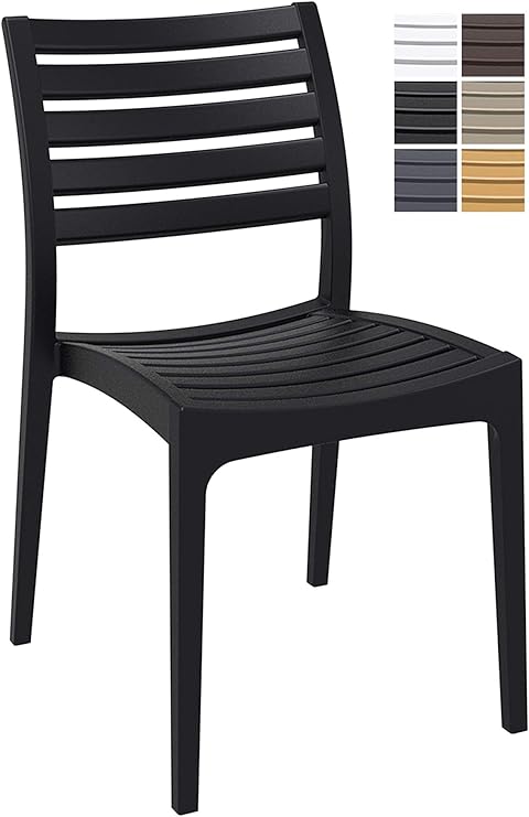 Clp Gartenstuhl Ares Aus Kunststoff L Kuchenstuhl Belastbar Bis 160 Kg L Wasserabweisender Uv Bestandiger Stapelstuhl Farbe Schwarz Amazon De Kuche Haushalt