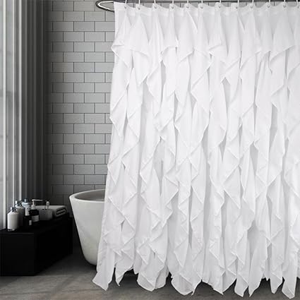 Amazon Com Volens White Ruffle Shower Curtain Farmhouse Fabric