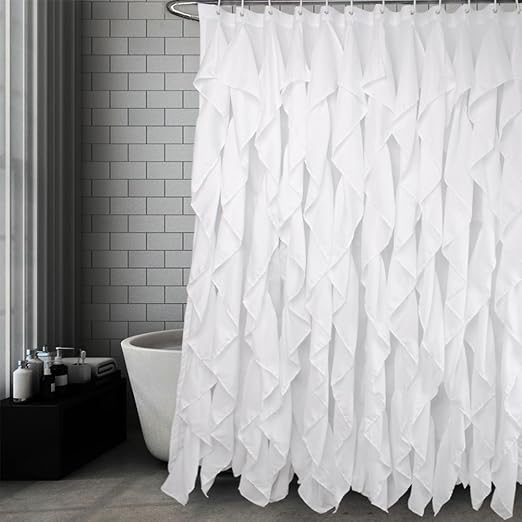 Amazon Com Volens White Ruffle Shower Curtain Farmhouse Fabric