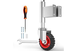 Homhoo Spring Loaded Gate Casters 5” Rubber Tire Heavy Duty Gate Caster Wheels with Hardware for Wooden Gates, Metal Gates, Fence Gates, Swing Gates, 400 Lbs Load Capacity