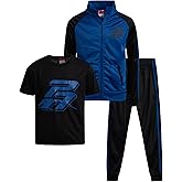 Pro Athlete Boys Tracksuit Set - 3 Piece Breathable Tricot Zip Up Sweatshirt Athletic Graphic Tees & Jogger Sweatpants