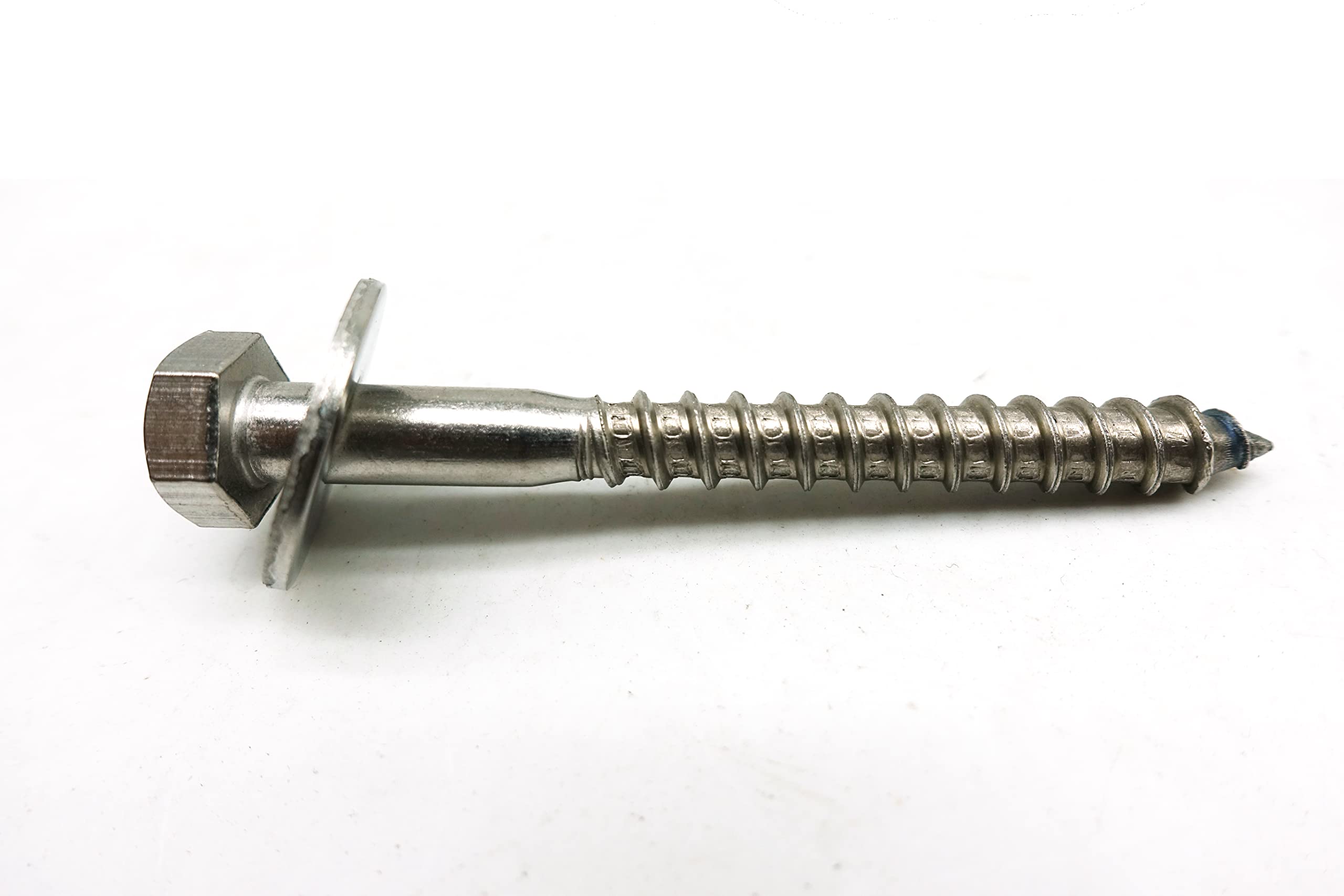 FULLERKREG M8 x 100 5 Pieces DIN 571 Hexagonal Wood Screws with Washers, A2 Stainless Steel