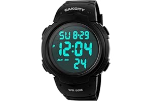 CAKCITY Mens Digital Sports Watch LED Screen Large Face Military Watches for Men Waterproof Casual Luminous Stopwatch Alarm Simple Army Watch