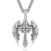 F4DEDAN Cross Necklace for Men 925 Sterling Silver Men's Cross Necklace Catholic Religious Gifts