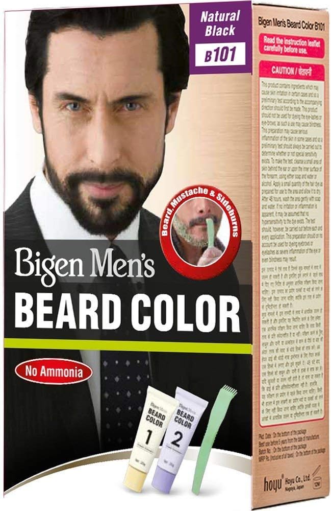 Bigen Men's Beard Color - Aloe Extract & Olive Oil - Natural Black - Pack of 2