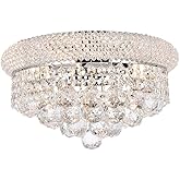 Elegant Lighting 1800F14C/RC Primo Collection 6-Light Flush Mount Royal Cut Crystals with Chrome Finish