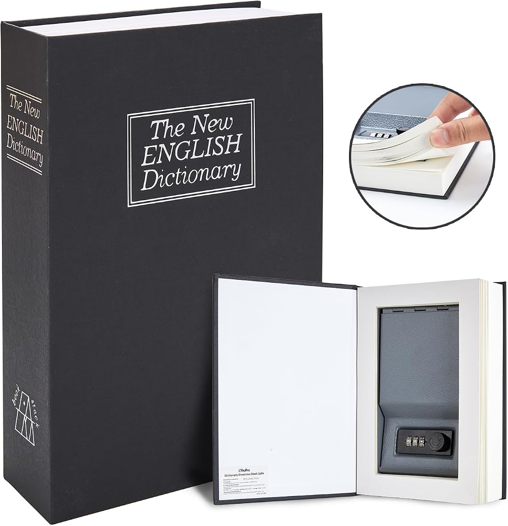 Ohuhu Book Safe w/ Combination Lock, Real Paper Diversion Secret Money Box