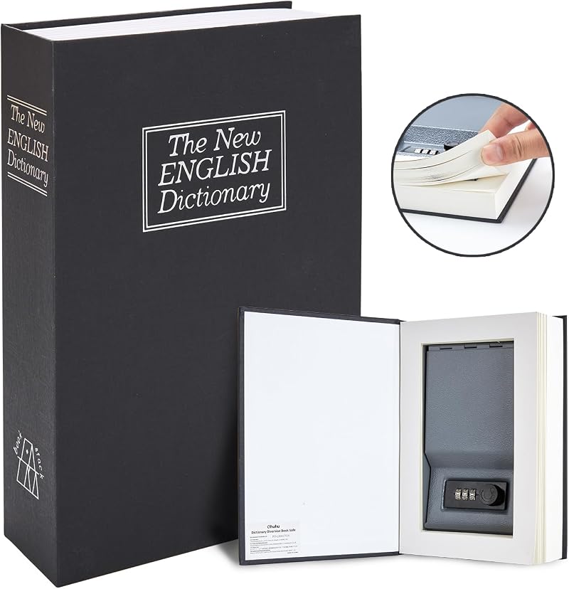Ohuhu Book Safe w/ Combination Lock, Real Paper Diversion Secret Money Box