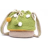 XIAYUPAGU Handmade Knitted Purse Wool Knitted Mushroom Shoulder Bag for Women Crossbody Bucket Bag with Drawstring