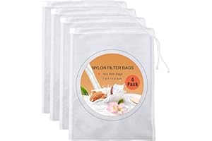 Kimmama 4 Pack Nut Milk Bag,Food Grade Nylon Nut Bag Strainer,7.9 x 11.8 inch Cheese Cloth Bag for Straining Fruit Juice,Nut Milk,Tofu,Almond,Coffee,Yogurt and Soup