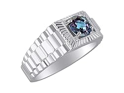 RYLOS Men's Ring Sterling Silver Ring, 7MM Round