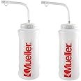 Mueller Quart Bottle w/ Straw, Natural Color w/ Red Letters