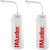Mueller Quart Bottle w/ Straw, Natural Color w/ Red Letters