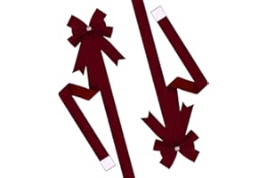 Meseey 6 Pieces Christmas Cabinet Bows Adjustable Straps Large Burgundy Velvet Cabinet Door Bows for Xmas Kitchen/Garage/Farmhouse Decor(Burgundy)