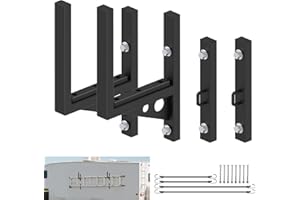 PANOYU Trailer Ladder Rack Side, Side Mount Ladder Rack for Trailer, RV Ladder Mount Side With Rubber Pads Bungee Cords Hooks for Open/Enclosed Trailer Side Walls Garages Gardens 300 LBS 2 Pack