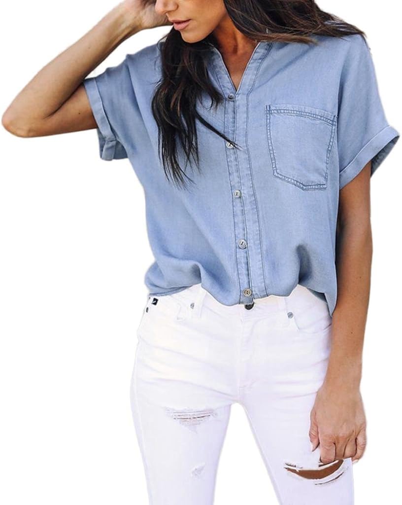 Women Blouse, Amlaiworld Women Casual Soft Denim Shirt Tops Blue Jean
