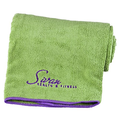 Sivan Health And Fitness 100% Microfiber Non-slip Yoga Towel (20" x 30"), Super Absorbent, Durable, Machine Washable (Green & Lavender) - Thumbnail 3