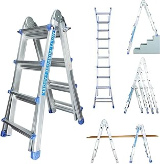 Profi 4/7/14 Teleskop-Leiter 14 Sprossen Aluleiter Mehrzweckleiter Klappleiter Bockleiter Alu Malerleiter Multifunktionsleiter