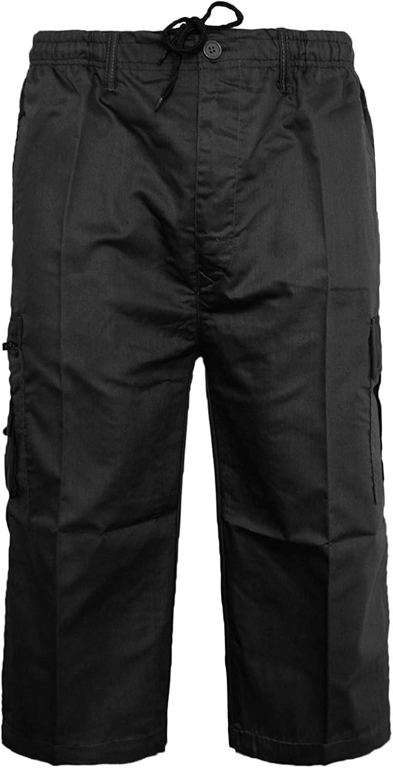 Style Spot Mens Plain Shorts Cargo Combat Casual 3/4 Three Quarter Length 6 Pockets Lightweight