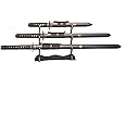 Sword Valley Ninja Knife Three-Piece Suit - Samurai Sword with Display Rack - 38.9"+30.5"+21.1" - Blade Made Carbon Steel - Handmade Katana Knives Set - Suitable for Collection