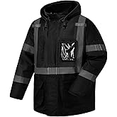 SKSAFETY Hi Vis Reflective Jacket - Waterproof Parka Men, High Visibility Class 3 Mens Safety Work Construction Jacket