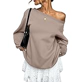 EasyGala Womens Fleece Lined Sweatshirt Off Shoulder Long Sleeve Pullover Top Oversized Shirt Basic Slouchy Clothes 2026