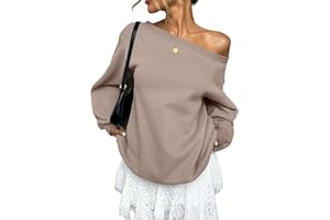 EasyGala Womens Fleece Lined Sweatshirt Off Shoulder Long Sleeve Pullover Top Oversized Shirt Basic Slouchy Clothes 2026