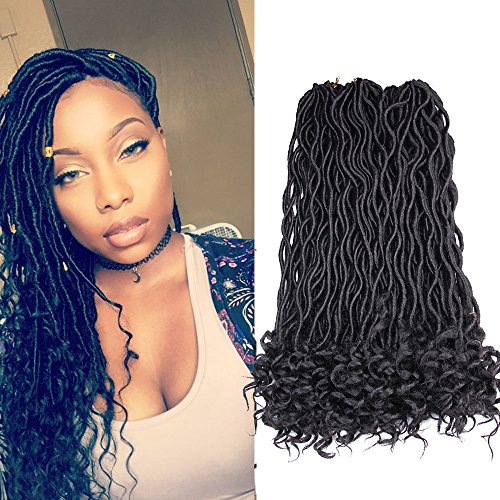 Curly Faux Locs Crochet Braids Hair Synthetic Hair ExtensionsÂ 6Packs/Lot 20''Â 24 strands (20 INCHES, 1B)