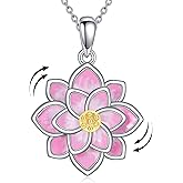VNRIOW Lotus Flower Fidget Necklace Spinning Relieving Anxiety Pendant Rotable Necklace Jewelry for Women Mother Her