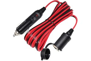 SPARKING 20FT Car Cigarette Lighter Extension Cord - Replacement Male Plug to Female Socket 12V-24V 16AWG with LED Lights,Fus