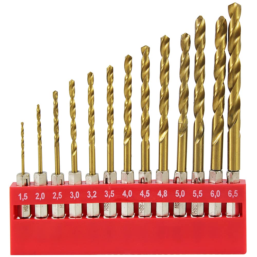 Dekton 13pc 1/4" Shank Hss Drill Set 1.5mm-6.5mm - Titanium Finish | High Speed Steel For Improved Resistance To Heat | 118 Degree Angle Point | Ideal For Drilling Wider Range Materials