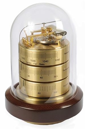 Barigo 3026 Tisch Wetterstation Mahagoni Messing
