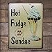 ARTCLUB Hot Fudge Sundae Retro Metal Tin Sign, Antique Plaque Poster Kitchen Home Wall Decor