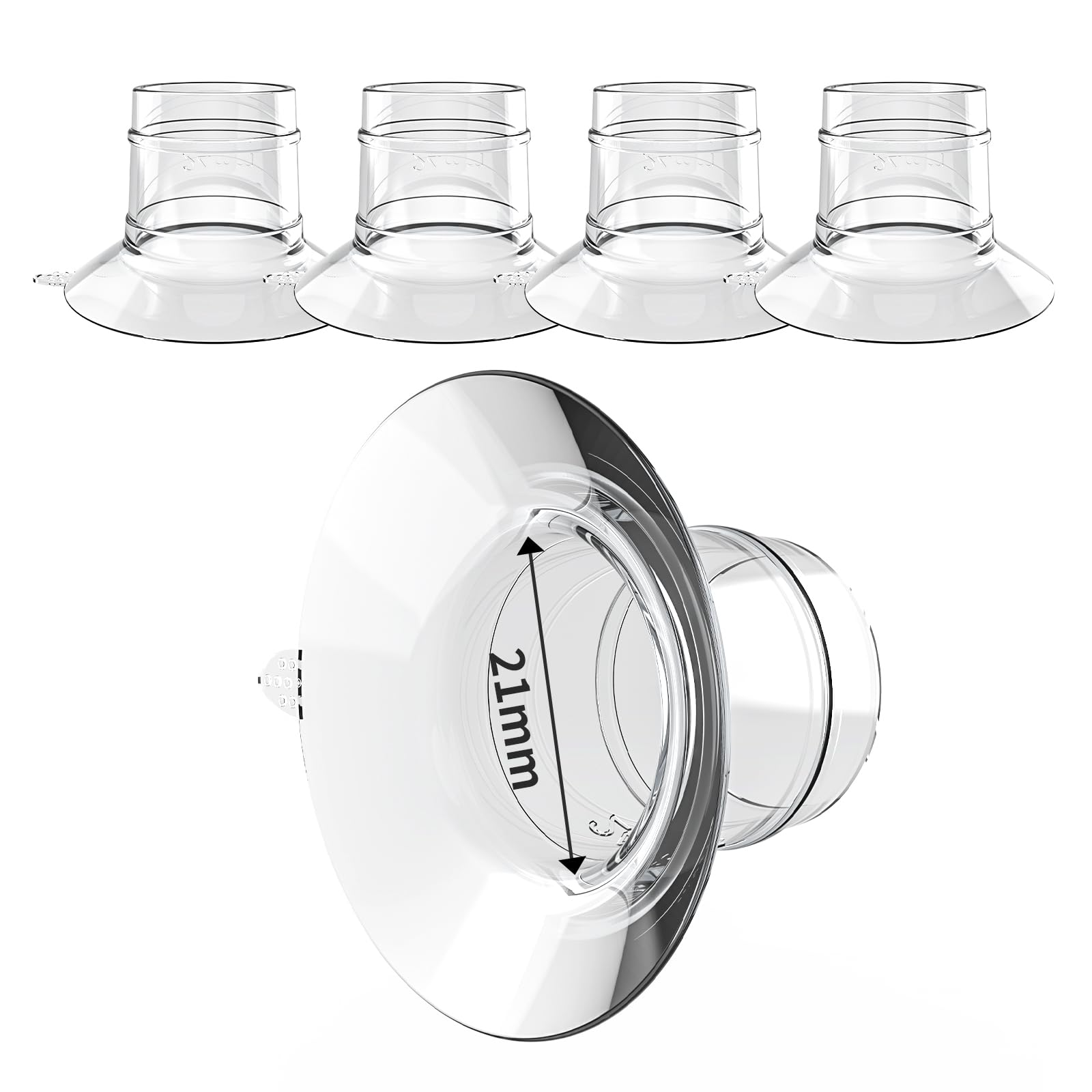 KISSBOBO Flange Insert 21mm, Compatible with Lansinoh /momcozyS9/S10/S12/Medela/Willow/Elvie/TSRETE/,Portable Breast Pump Shields/Flanges,Milk Collector 24mm Universal (21MM（4PCS）)