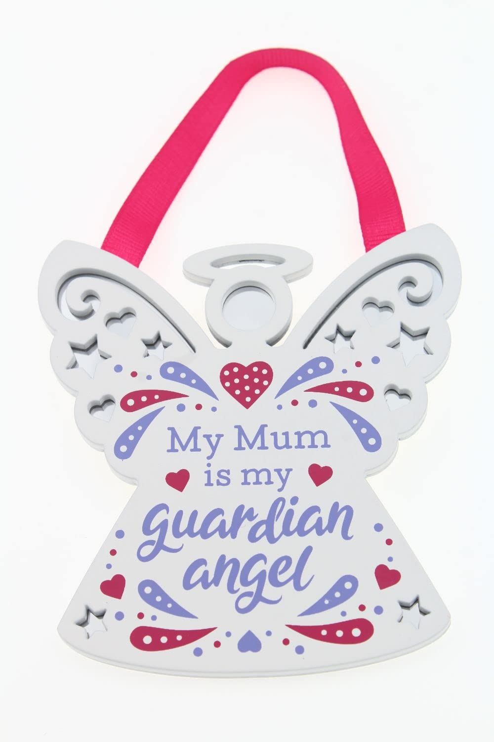 Mum My Angel Reflective Words Hanging Plaque with Ribbon Wooden Hanger Gift 00200040009
