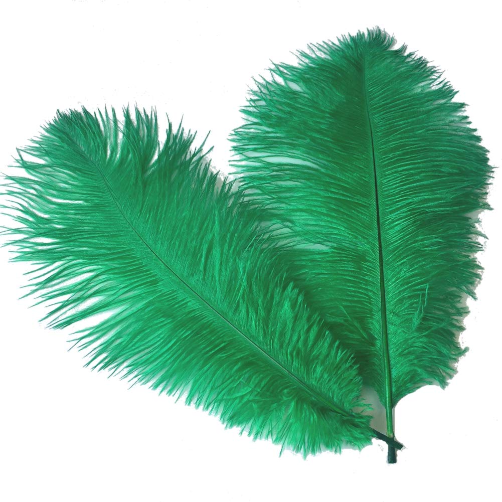 Sowder 14-16inch(35-40cm) Ostrich Feathers Plume for Wedding Centerpieces Home Decoration Pack of 10pcs(dark green)