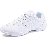 White Cheer Shoes for Girls Womens Cheer Shoes Youth Girls Cheerleading Shoes Competition Gear Dance Tennis Sports Training Athletic Comfortable Flats Breathable Soft Kids Cheer Sneakers