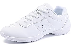 TWDKCHER White Cheer Shoes for Girls Womens Cheer Shoes Youth Girls Cheerleading Shoes Competition Gear Dance Tennis Sports Training Athletic Comfortable Flats Breathable Soft Kids Cheer Sneakers