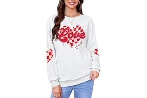 ALIREVERIE Women's Valentine's Day Love Heart Graphic Sweatshirt Cute Long Sleeve Shirt