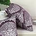 CaliTime Pack of 2 Throw Pillow Covers Cases for Couch Sofa Home Decoration Vintage Yin and Yang Contrast Striped Damask Floral 18 X 18 Inches Aubergine