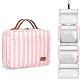 Bosidu Hanging Travel Toiletry Bag,Large Capacity Cosmetic Travel Toiletry Organizer for Women with 4 Compartments & 1 Sturdy Hook,Perfect for Travel/Daily Use/Christmas