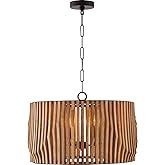 Capital Lighting 344642WK Archer Modern Artisan-Crafted Mango Wood Drum Pendant Ceiling Light Fixture, 4-Light 240 Total Watt