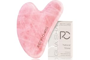 Rena Chris Gua Sha Facial Tools, Rose Quartz Guasha Tool for Acupuncture, Manual Massage Tool for Jawline Sculpting and Puffiness Reducing, Gua Sha Facial Massage Tool, Skin-Care Gift