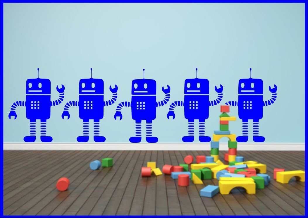 Little Robots x1 Children's Wall Sticker Decal Wall Tattoo Stencil Poster