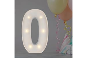 JOYBOX DESIGN 2FT Marquee Light Up Numbers, Marquee Numbers 0, Mosaic Balloons for Numbers, Light Up Numbers for 30th 40th 50th 60th Birthday Decorations, Cardboard Numbers, Anniversary Decor